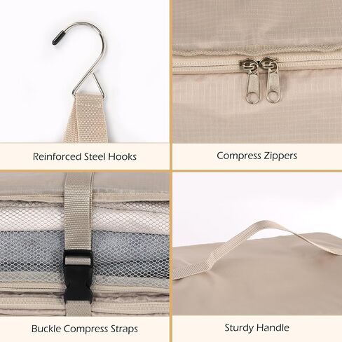 Surblue Hanging Shelves Travel Compression Packing Cube for Carry-on Luggage Suitcase Collapsible Transformable Garment Closet Organizers Large Capacity, Lightgrey, XL in Kuwait