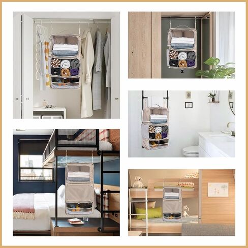 Surblue Hanging Shelves Travel Compression Packing Cube for Carry-on Luggage Suitcase Collapsible Transformable Garment Closet Organizers Large Capacity, Lightgrey, XL in Kuwait