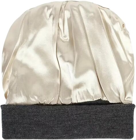 Satin Lined Beanie Hat Cap for Men and Women Winter Warm Fleece Skull Cap Beanies Black in Saudi Arabia