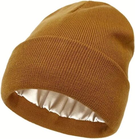 Satin Lined Beanie Hat Cap for Men and Women Winter Warm Fleece Skull Cap Beanies Black in Saudi Arabia
