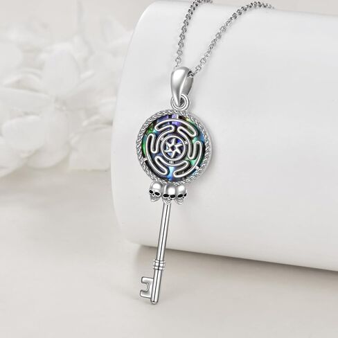 YFN Triple Moon Goddess Necklace Sterling Silver Pentagram Pentacle Opal Pendant necklace Pagan Wiccan Magic Amulet Tree of Life Jewelry for Women Men 18" in Saudi Arabia