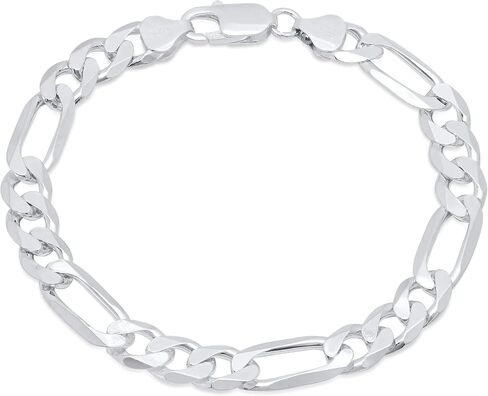 Verona Jewelers 925 Sterling Silver 8MM Mens Figaro Link Chain Necklace - Sterling Silver Solid Heavy Figaro Link Necklace and Bracelet For Men, Sterling Silver Mens Necklace in Saudi Arabia