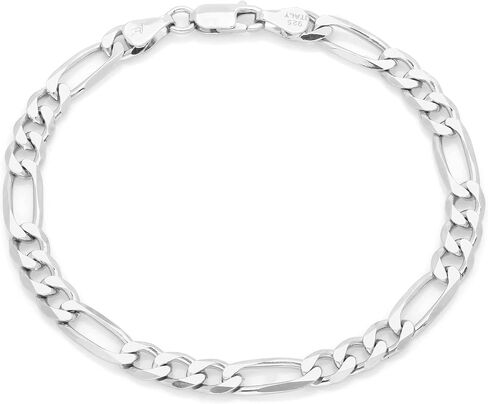 Verona Jewelers 925 Sterling Silver 8MM Mens Figaro Link Chain Necklace - Sterling Silver Solid Heavy Figaro Link Necklace and Bracelet For Men, Sterling Silver Mens Necklace in Saudi Arabia