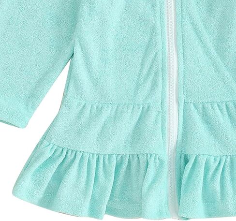 Toddler Girl Long Sleeve Swimsuit Beach Dress Cute Cover Ups Ruffle Bathing Suit Terry Zip-Up Beach Swimwear in Kuwait