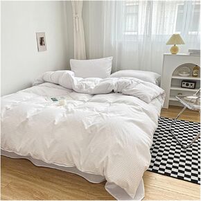 Bedding Set Skin Friendly Fabric Quilt Cover Set Single Double Solid Color Duvet Cover Set Bed Four Pieces Set(Pink,Full4pcs)