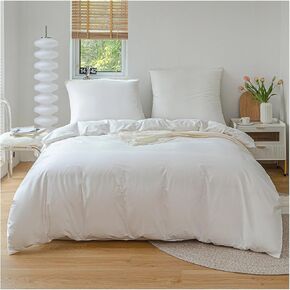 Cotton Duvet Cover Set Cotton Skin Friendly Thickening Fabric Solid Color Double Bedding Set Bed Four Pieces Set(Bianco,200x200cm (3Pcs Set))