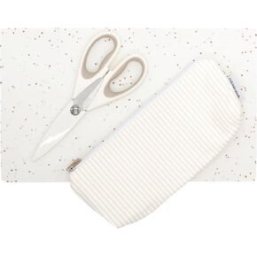 Yeah Baby Goods Toddler Restaurant Essentials Kit – Check Baby Feeding Set w/Food Scissors, Silicone Placemat & Wipeable Zipper Tote