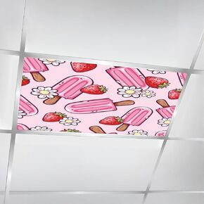 4 Pack Fluorescent Light Covers for Ceiling Lights Cute stars hearts Night sky pastel colors for baby kids design Magnetic Light Filters Diffuser Shade for Classroom Home Office School
