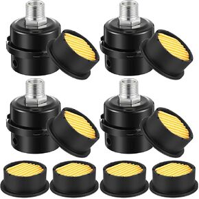 4 Set Air Compressor Silencer with Replacement Parts 4 Pcs 1/2'' Air Compressor Filter and 8 Pcs 20mm Filter Noise Muffler Replacement Elements