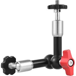 7 Inch Adjustable Articulating Friction Magic Arm Flexible Extension Bracket Aluminum Alloy with Dual 1/4 Inch Screw 360° Rotatable for Video Monitor LED Light Flash