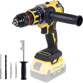 Cordless Hammer Drill for Dewalt 20V MAX Battery, Compact Brushless Impact Driver, Cordless 1/2" Hammer Drill Driver with Variable Speed, Handlebar for Home Improvement, Woodworking, Metal(Tool Only)