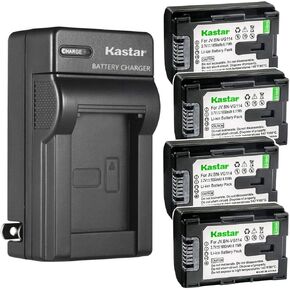 KASTAR 4 عبوات البطارية وشاحن الجدار AC استبدال JVC BN-VG114 BN-VG121US BN-VG121USM BN-VG138 BN-VG138AC BN-VG138E BN-VG138EU BN-VG138U BN-VG138US BN-VG138E LY37166-002B LY37166-002C