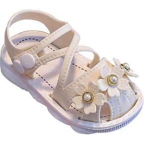 Toddler baby infant Girls Wrapped Head Non Slip Soft Bottom Buckle Walking Shoes Dress Pearl Flowers Sandals
