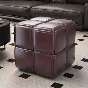 Timati PU Leather Ottoman and Foot Rest, Square Makeup Stool with Solid Wood Frame, Modern Cube Design Padded Sofa Seat Foot Rest Stool for Sofa, Living Room, Bedroom, Dining Room, Balcony (Gray)