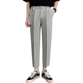 Maiyifu-GJ Men's Straight Leg Stretch Pant Summer Casual Slim Suit Pant Solid Color Lightweight Business Trousers Streetwear