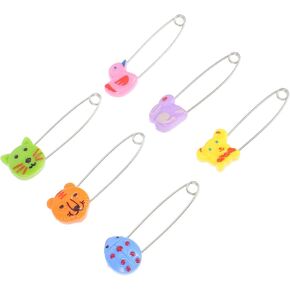 30Pcs Plastic Safety Pins with Cute Animal Heads Diaper Fasteners for Durable and Easy to Use for Cloth Diapers and Clothing