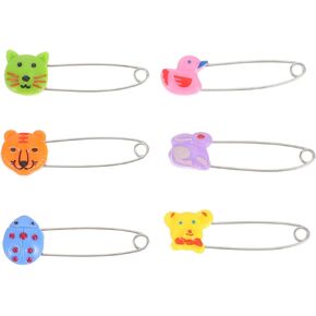 30Pcs Animal Safety Pins Plastic Safety Pins for Newborn Diapers Fasteners with Cute Animal Heads for Cloth Diapering Safe Fun