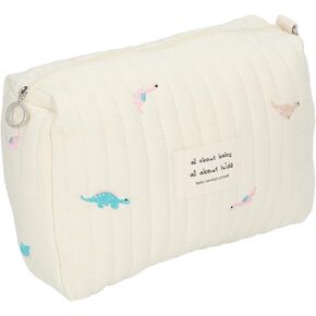 Diaper Bag Organizing Pouch,Large Capacity Stroller Diaper Storage Bag,Exquisite Embroidery Cotton Portable Zippered Travel Daily Storage Bag (Dinosaur)