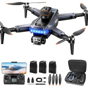 GPS Drones with 4K Camera for Adults Under 249g, P17 Drone with Brushless Motor 5G Transmission, 3 Batteries, Follow Me, Smart Return Home, Foldable FPV Drone for Long Distance (Black)