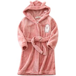 Baby Robe Girls Boys Hoodie Bathrobes Toddler Kids Cute Hoodie Sleepwear Soft Flannel Warm Thick Night-Robe