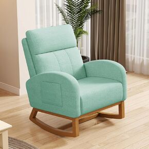 Gaussen Glider Rocking Chair Cairser Carry Comfy Carrest With High Budge Budge -Edholstered Rails مع كرسي قراءة الجيب الجانبي لمكتب حضانة غرفة النوم ، كريم