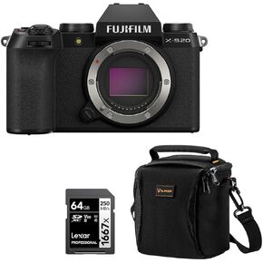 Fujifilm X-S20 Mirrorless Camera, Black, Bundle with 64GB SDXC Memory Card and Shoulder Bag