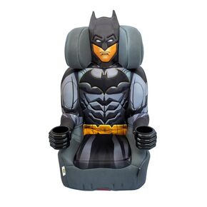 KidsEmbrace DC Comics Batman Caped Crusader High Back Booster Car Seat (NO Harness - NO Latch) for Children Weighing 40-100lbs - Grey Blanket Included
