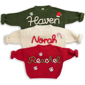 Personalized Baby Sweater, Custom Name Baby Sweater, Baby Knit Sweater; Toddler Baby Boy Girl Sweater with Embroidery Name, Newborn Gift, Baby Boy Sweater, Baby Girl Sweater