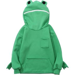 4-13 Years Children Kids Girls Boys Cute Frog Hoodie with Zipper Fall Tops Jumper Comfy Sweater