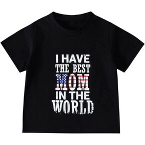Toddler Boys Undershirt Summer Toddler Boys Girls Short Sleeve Independence Day 4 of July Letter Prints Toddler