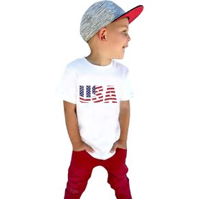 Boys Top Undershirts Toddler Kids Baby Girls Boys 4 of July Summer Short Sleeve Boys Long Sleeve Shirt Thermal