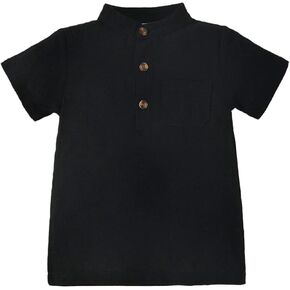 Kids Toddler Shirt Short Sleeve Solid Color Pocket Boys Girls Shirt Tops Outwear Fashion Undershirt Boys
