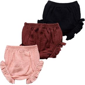 3PC Baby Boys Girls Shorts Bloomers Baby Girls Boys Summer Cotton Shorts Floral Ruffle Elastic Waist Bloomers Shorts