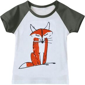 Cotton Undershirts for Boys Fashionable Summer Cartoon Animal Print Color Matching Boys and Girls Short Sleeved