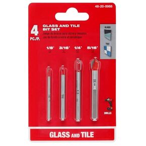 4 Pc 48-20-8988 for Milwaukee Glass and Tile Bit Set 1/8" 3/16" 1/4" 5/16"