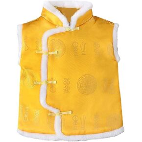 Thin down Jacket Boys Toddler Kids Vest Coat Chinese Calendar New Year Sleeveless Traditional Tang Suit Tops Infant Baby