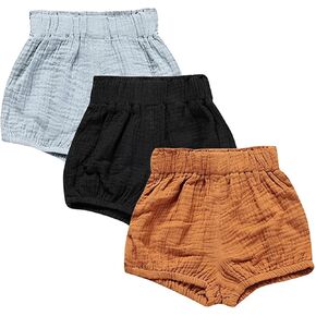 EISHOW Infant Baby Girls Boys Summer Soft Bloomers Cotton Linen Blend PP Pants Striped Harem Triangle Shorts