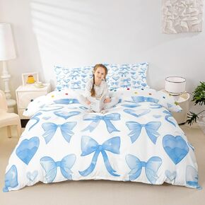 jejeloiu Coquette Bows Kids Bedding Set Toddler Size Cute Fruit Cherry Duvet Cover for Boys Girls Teens Bedroom Decor Stripes Comforter Cover Geometric Breathable Soft Lightweight Microfiber 2Pcs