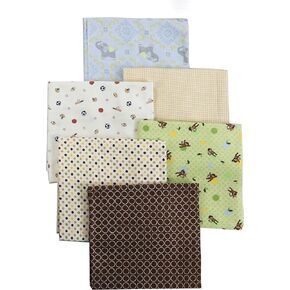 Danica Unisex Baby Cotton Flannel Receiving Blankets, 6-Pack, 30'' x 38'' (Baby Duck Monkey Yellow Polka Dot Checks)