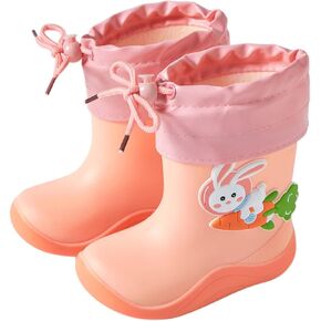 Baby Snow Gear Toddlers Children Rain Shoes Boys and Girls Water Shoes Rabbit Character Rain Shoes with Baby Shoe Socks