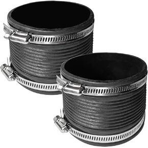 2 PCS 4 IN Dust Control Flex Cuff with 4 Steel Hose Clamps, Hose Connector Rubber Cuff Coupler 70149 for Woodworking Dust Collection Fittings
