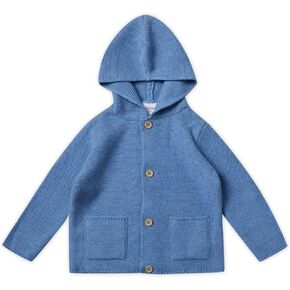 Stellou & friends 100% Cotton Hood Unisex Cardigan for Babies and Children Ages 0-6 Years