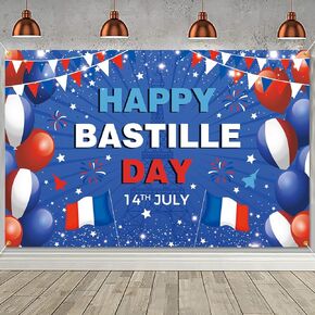 Happy Bastille Day Backdrop Banner French National Day Banner 14th of July Photo Booth Props French Bastille Day National Country Background Decoration