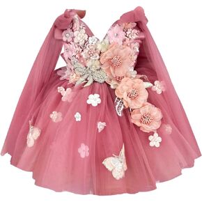 KLFFLGID Baby Girl Pageant Dress Sequins Princess Dress Toddler Birthday Embroidered Jacquard Dress up for Girls