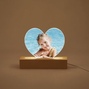 LED LED LED Night Light مخصصة على شكل قلب لوحة أكريليك مع صور مصباح LED مع تاريخ مصباح LED مدعوم من USB للجميع (الضوء البارد)