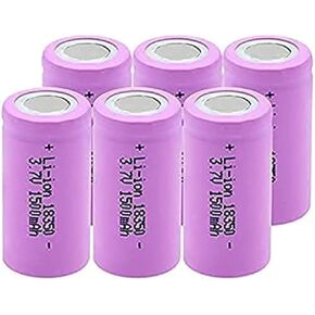 3.7V 1500Mah 18350 Li-ion Rechar Ba 10A Continuous Discharge Power Supply Ba for Headlight Camera Toy,6 Pieces