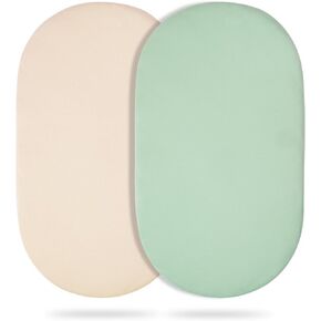 Bassinet Sheets (2-Pack), Soft Breathable Fitted for Bassinet Mattress, Ideal for Boys Girls