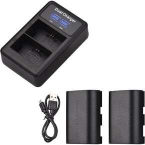 Andoer LP-E6/ E6N Battery Charger Kit 2pcs 7.4V 2650mAh Battery LED2-LPE6 Dual Channel Camera Battery Charger USB Port LCD Screen Display Replacement for Canon EOS 5D Mark II/III/IV 6D 7D 60D 70D 80D