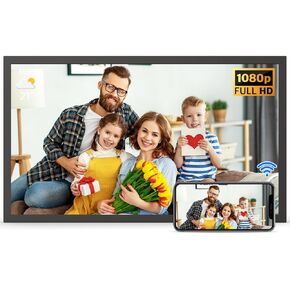 15-inch WiFi Digital Picture Frame - 32GB 170°Wide Angle Touch Screen Frame, Motion Sensor, Auto Rotate, Full Function, Sharing Photos&Videos via App or Email, Unlimited Cloud Storage, Wall-Mounted