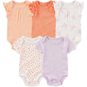 Newborn Baby Short Sleeve Bodysuits Cotton One-Piece Baby Boy Girl Clothes 5-Pack